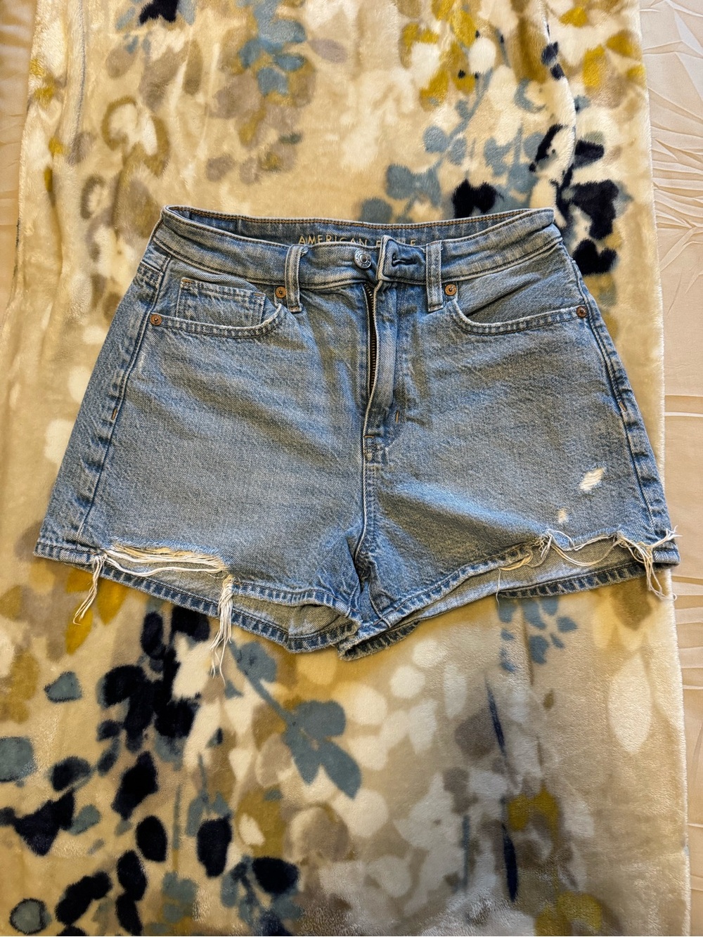 American Eagle Outfitters Light Wash Distressed Denim Shorts